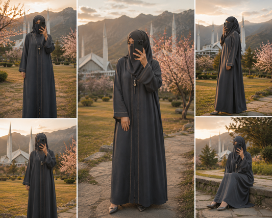 Modest Fashion Essentials | Elegant Grey Abaya for Every Occasion