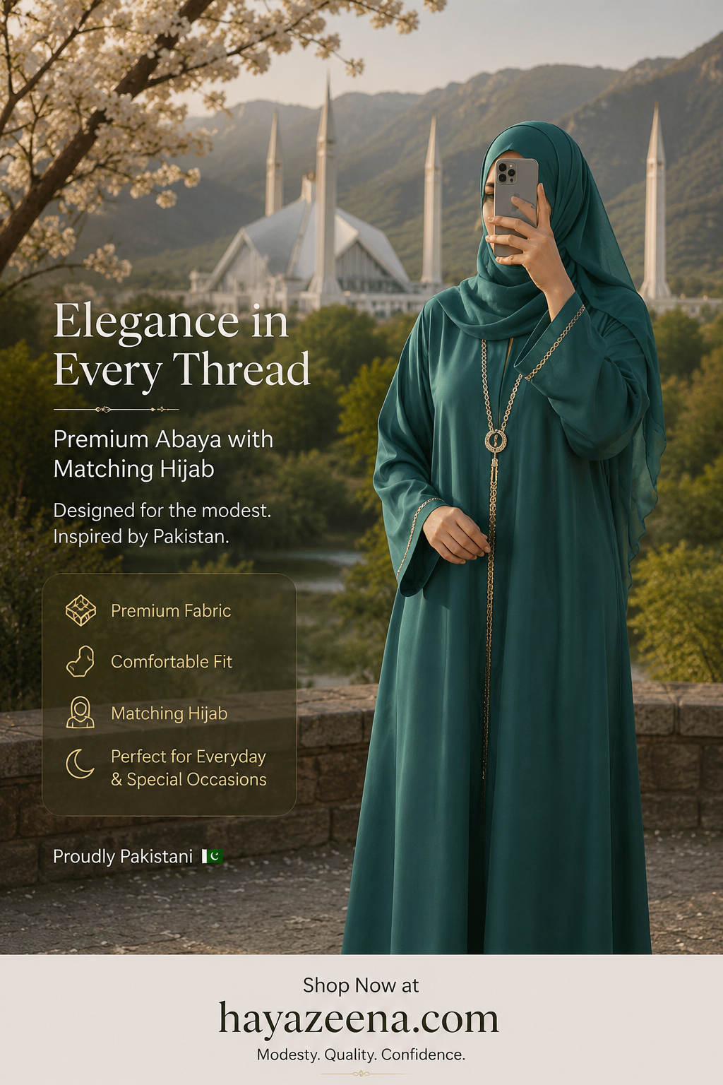 🌿 Elegant Emerald Green Abaya & Hijab | Modest Islamic Fashion for Modern Muslima's ✨